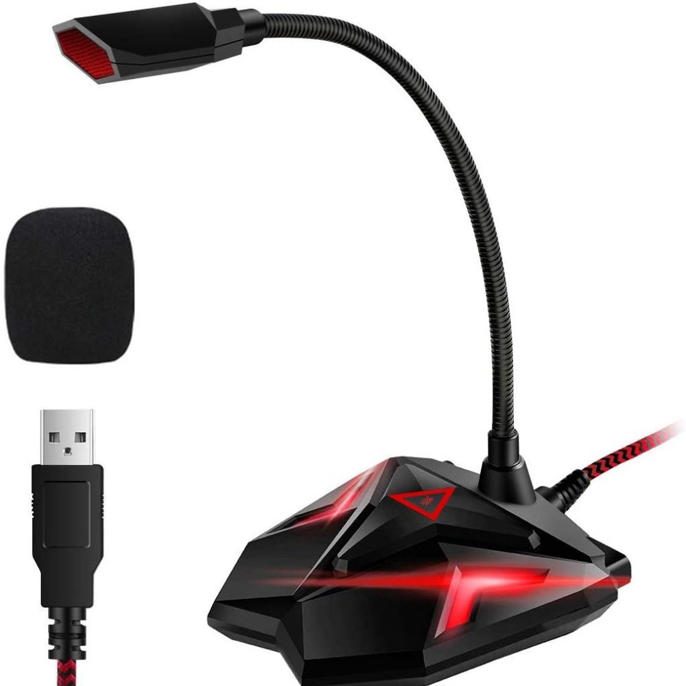USB Computer Microphone, Plug & Play Desktop Microphone with Mute Button
